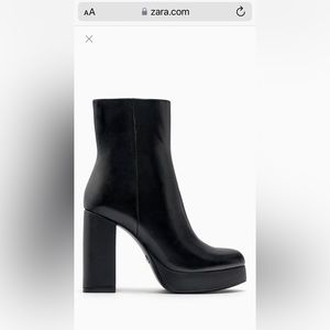 Leather Ankle Boots. High Heels with Platform.